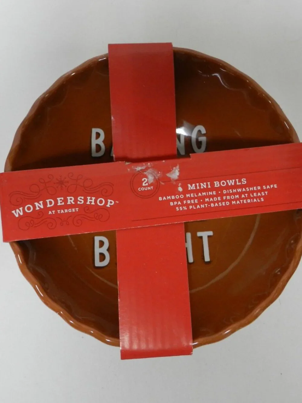 Wondershop Christmas Gingerbread Cereal Bamboo Melamine bowl set 2 dish safe NEW
